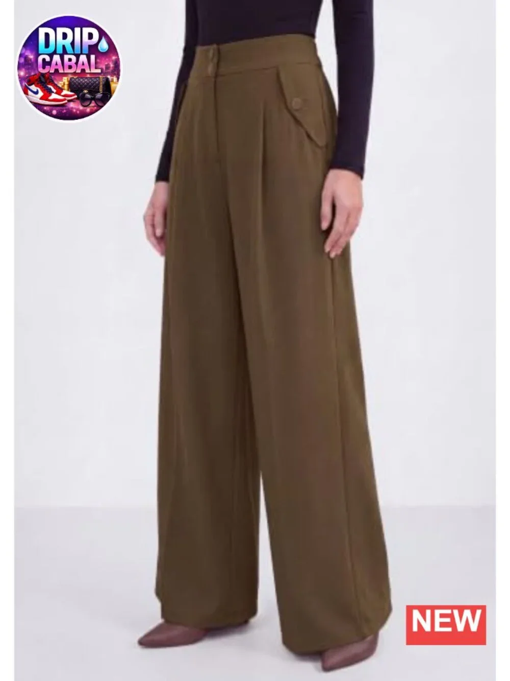 High Waisted Wide Leg Palazzo Pants with Pockets - Pleated Front, Lightweight